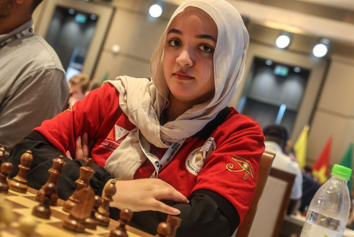 埃及棋手Lila Mohamed Amin参加第二轮比赛。
